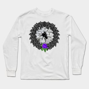 Spider Purple Rose Wreath Long Sleeve T-Shirt